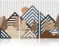 Abstract Mountain Wood Wall Art Set of 3 - Geometric Forest Wall Decor