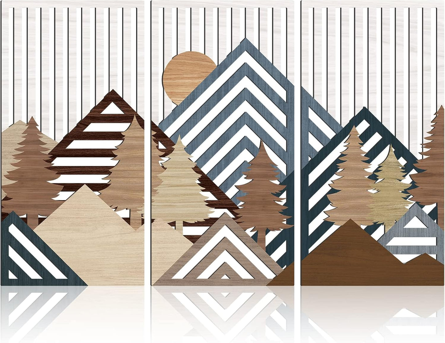 IARTTOP Abstract Mountain Wood Wall Art for Modern Decor