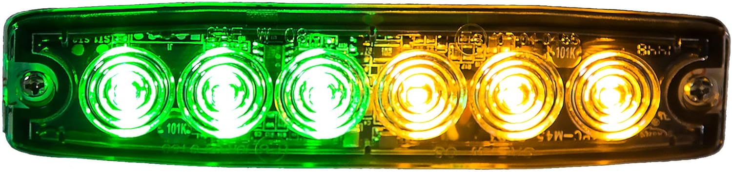 5in Amber/Green LED Strobe Light with 23 Flash Patterns