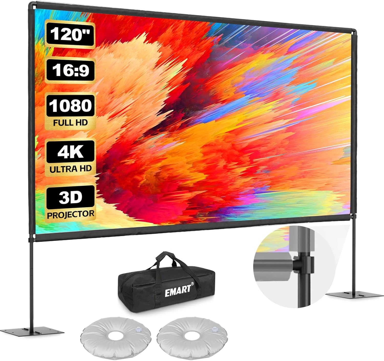 120 4K HD Projector Screen & Stand: Portable Outdoor Movie Experience