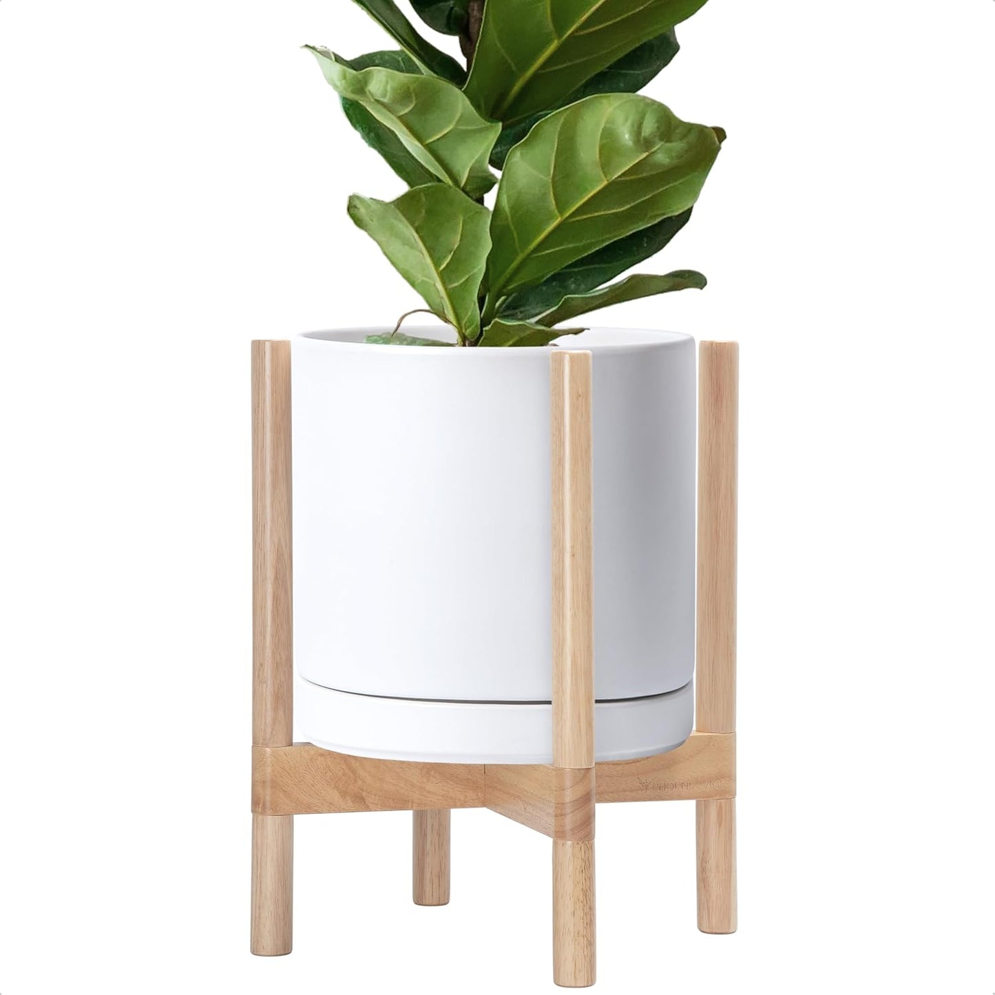 D'vine Dev Ceramic Planter with Natural Stand for Home Decor