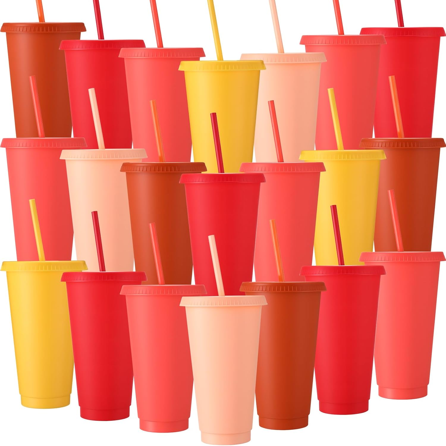 30 Pack Fall Color Tumblers with Straw and Lid for Parties