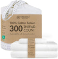 Twin Cotton Jacquard Sateen Sheet Set - 300 TC White - Cooling Comfort