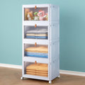 4 Tier Stackable Plastic Storage Bins with Lid and Wheels - Foldable