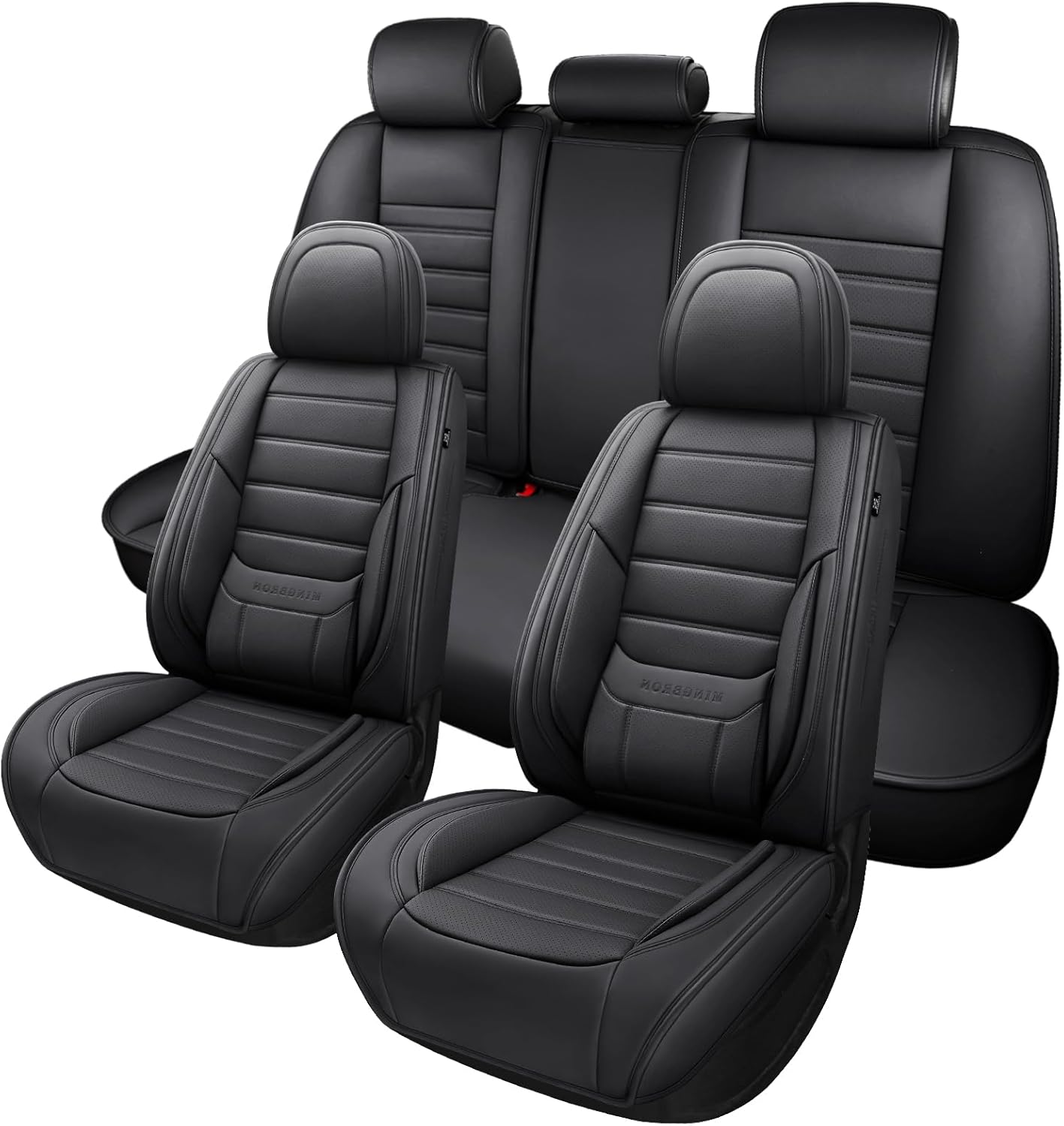 Black Car Seat Cover with Lumbar Support for Most Cars