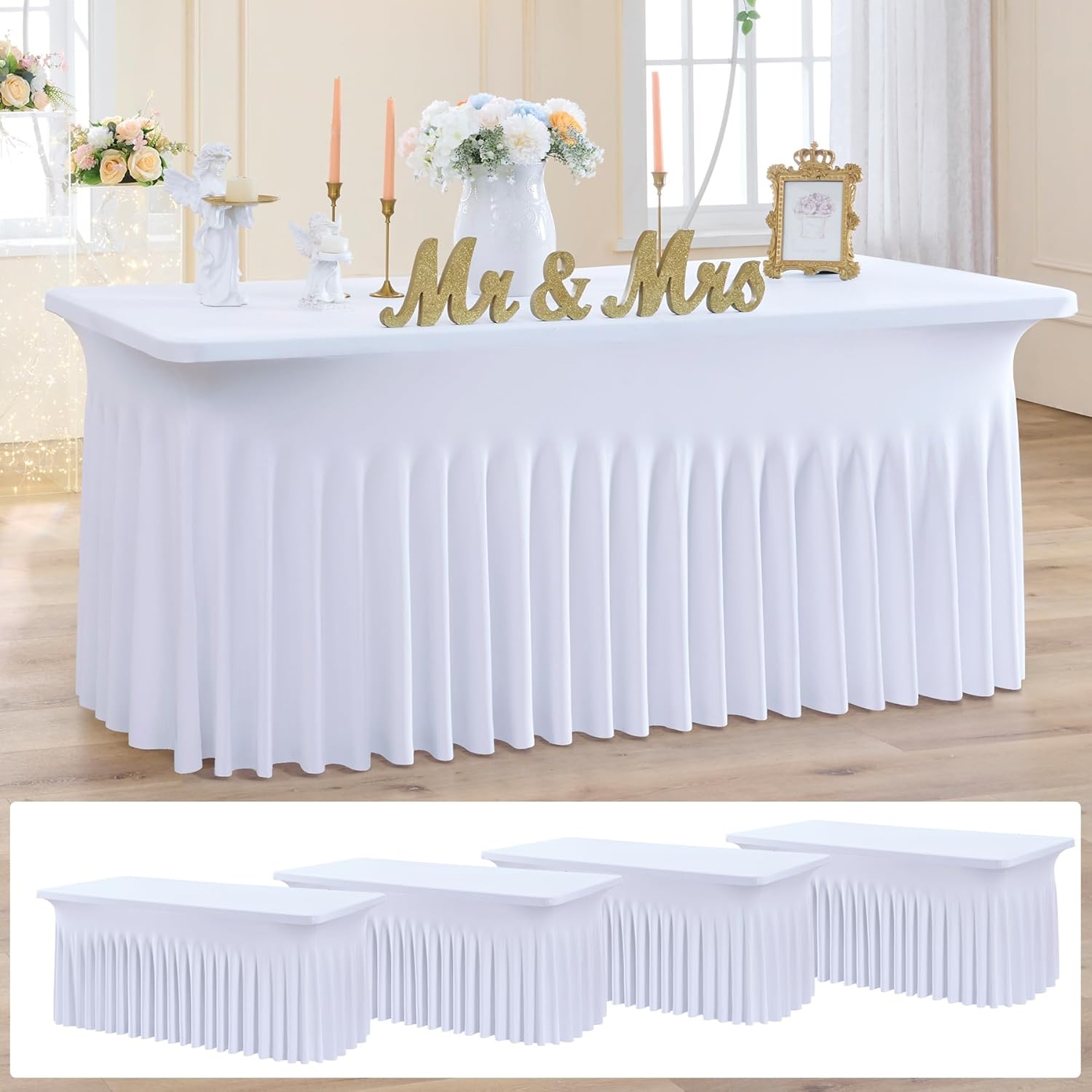 Spandex Tablecloth 6ft Fitted Table Covers for Events and Parties