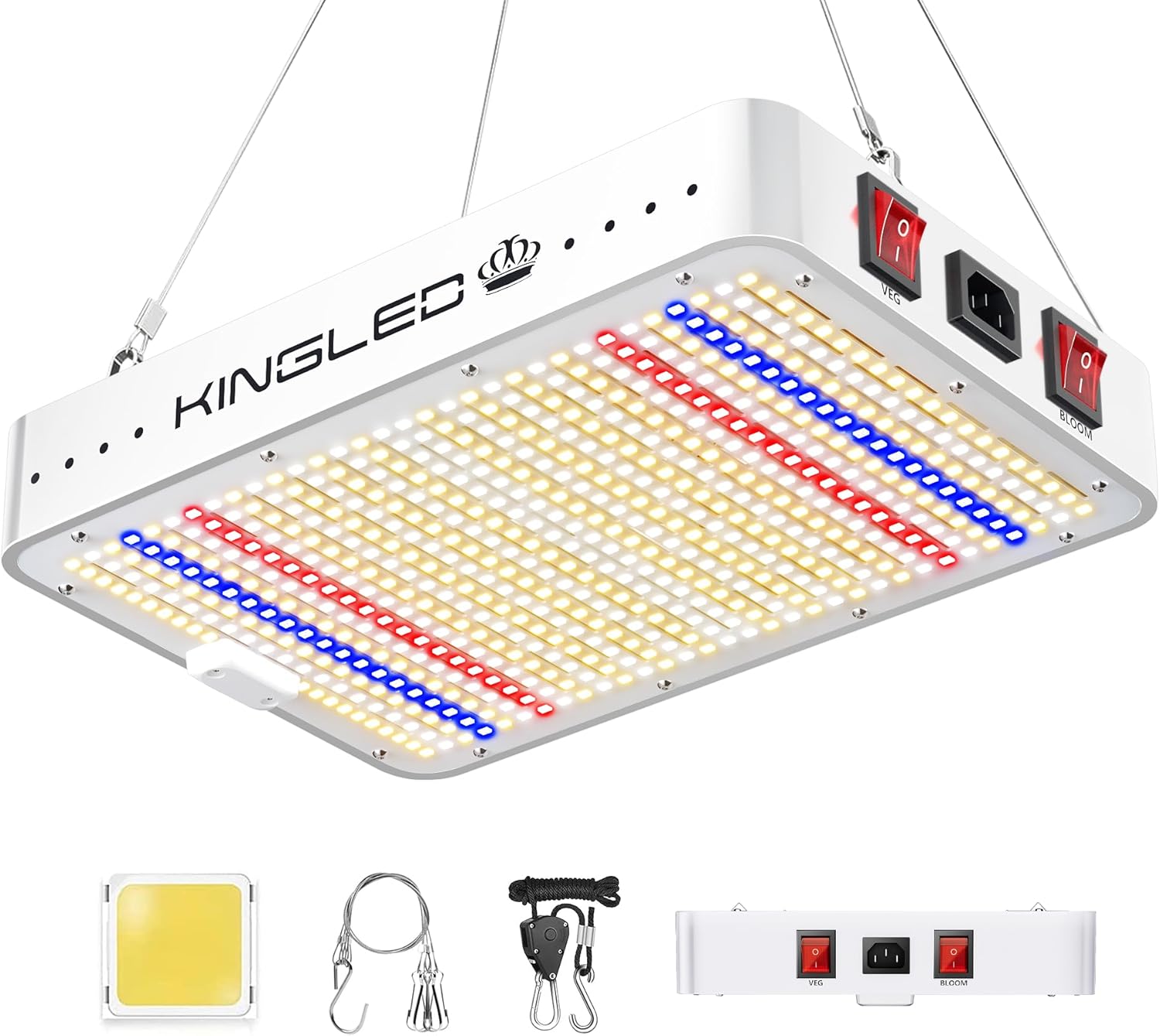 KINGPLUS KP1000 LED Grow Lights - 2x2ft Full Spectrum Coverage