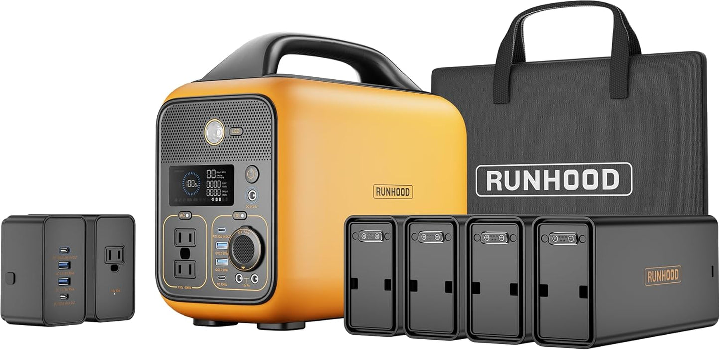 Runhood Solar Generator: 110V/600W AC Power Anywhere