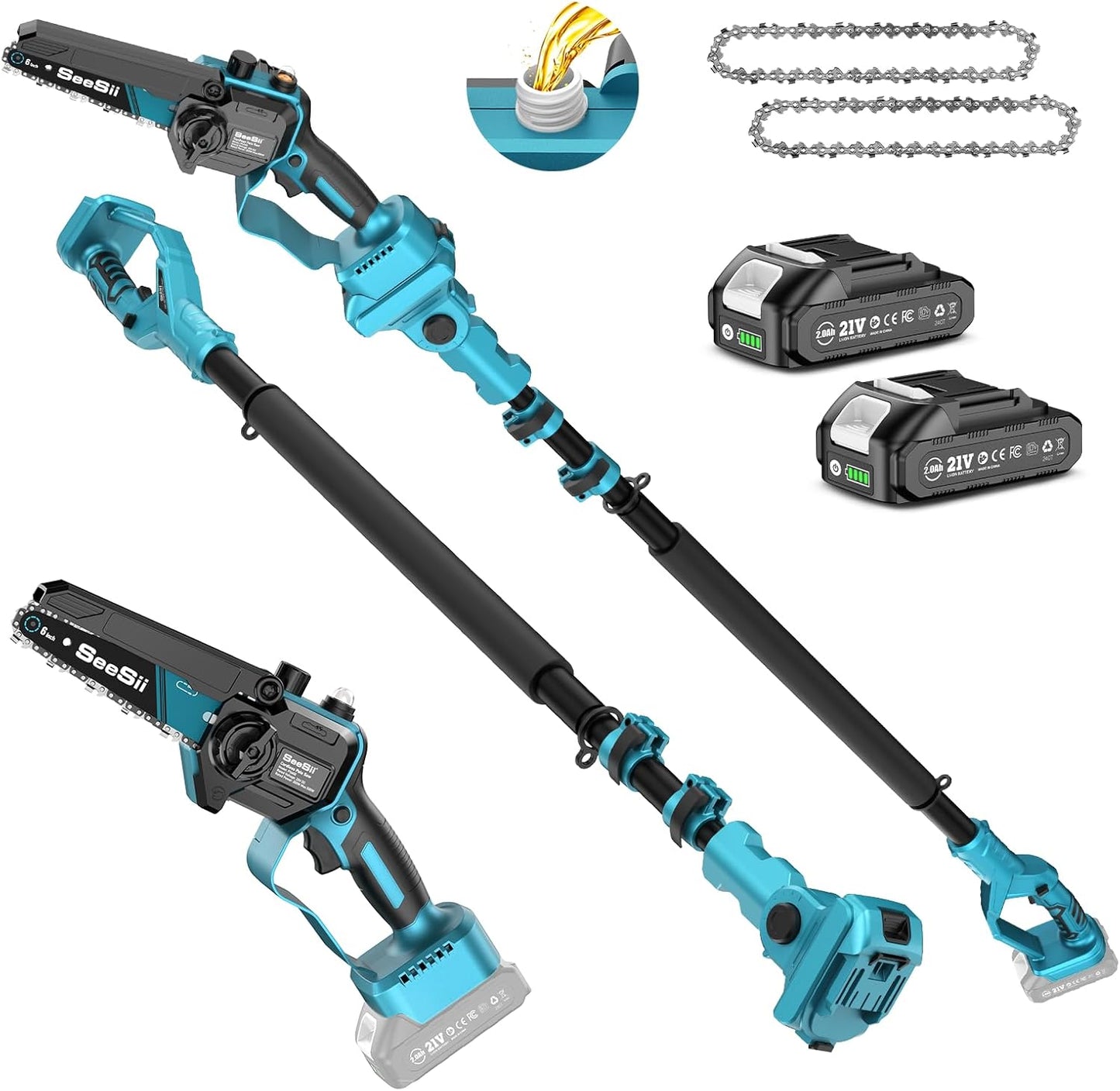 SEESII 2-in-1 Electric Pole Saw for Easy Tree Trimming Tasks
