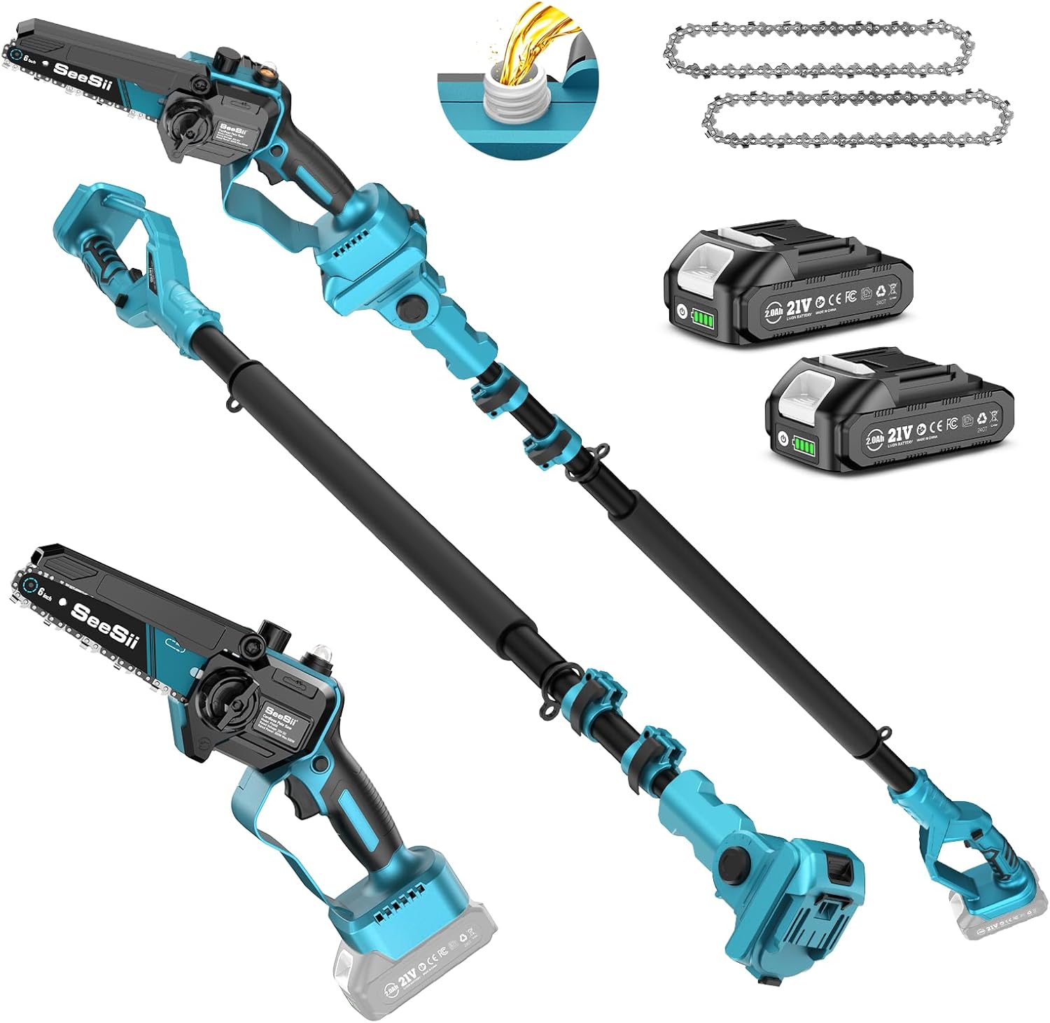 SEESII 2-in-1 Electric Pole Saw for Easy Tree Trimming Tasks