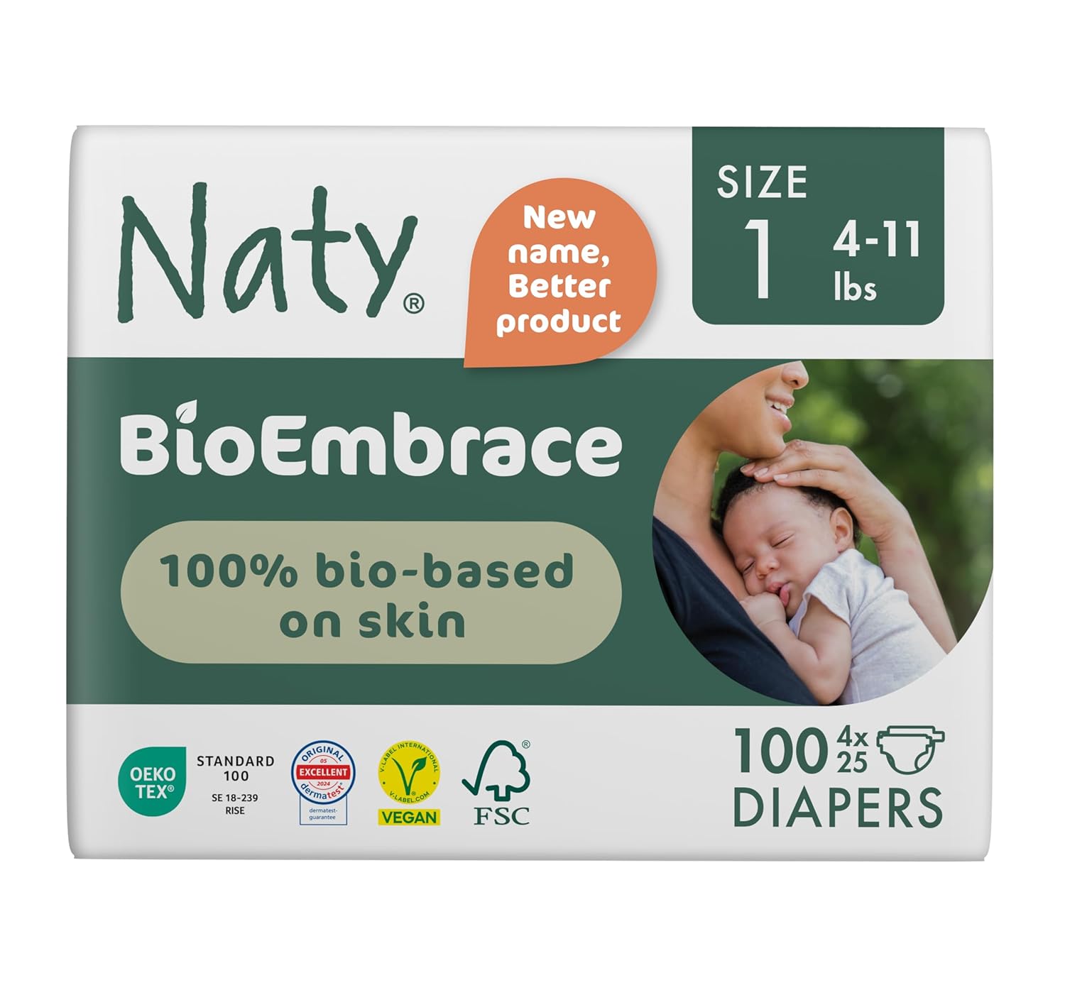 Naty BioEmbrace Baby Newborn Diapers Size 1 for Gentle Care