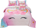 JQinHome Unicorn Full Bedding Set for Girls - 6 Piece Comforter
