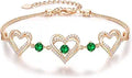 CDE Forever Love Heart Charm Link Bracelet for Women - Birthstone Gift