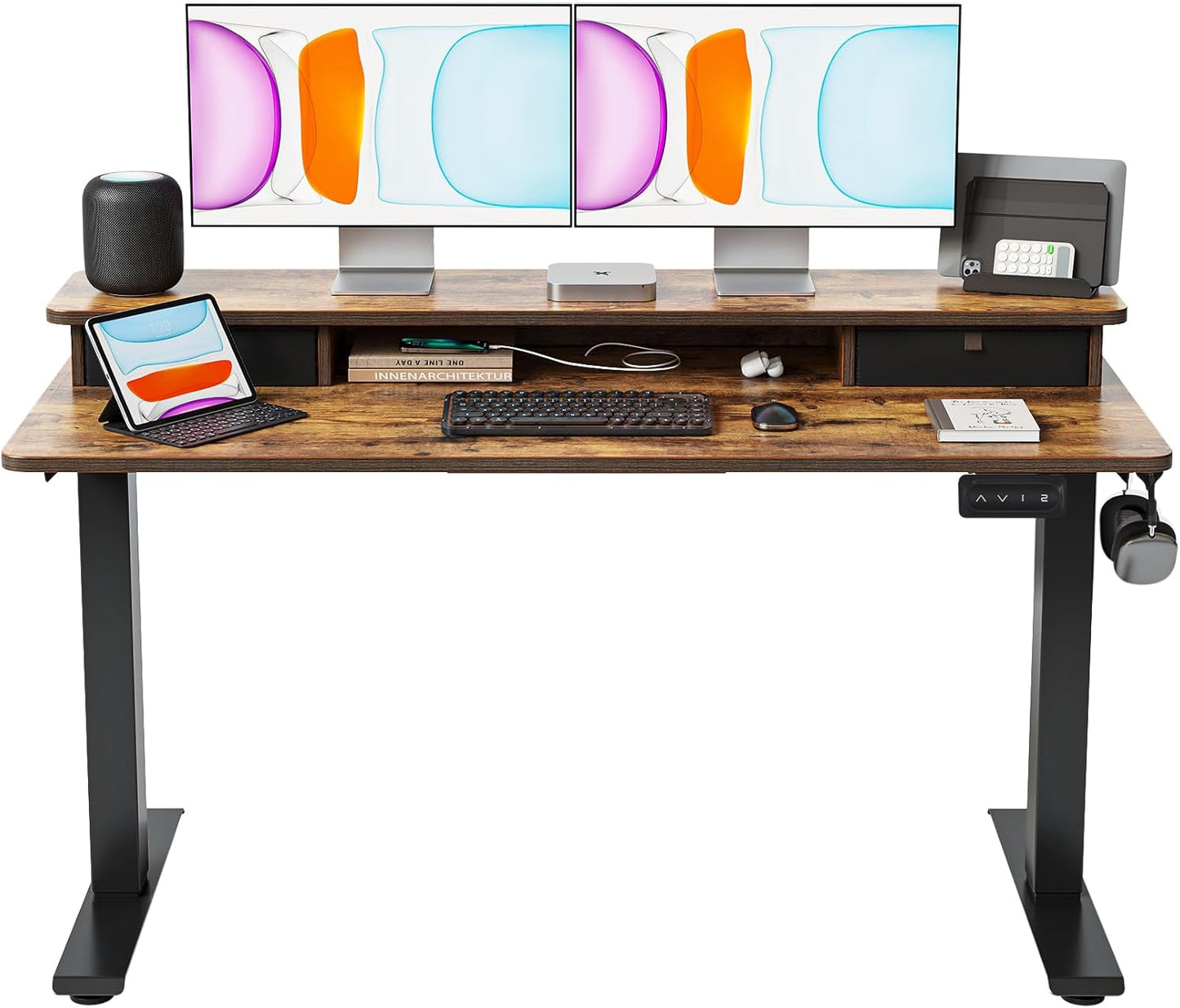 BANTI Electric Standing Desk: Adjustable Height, Double Drawers