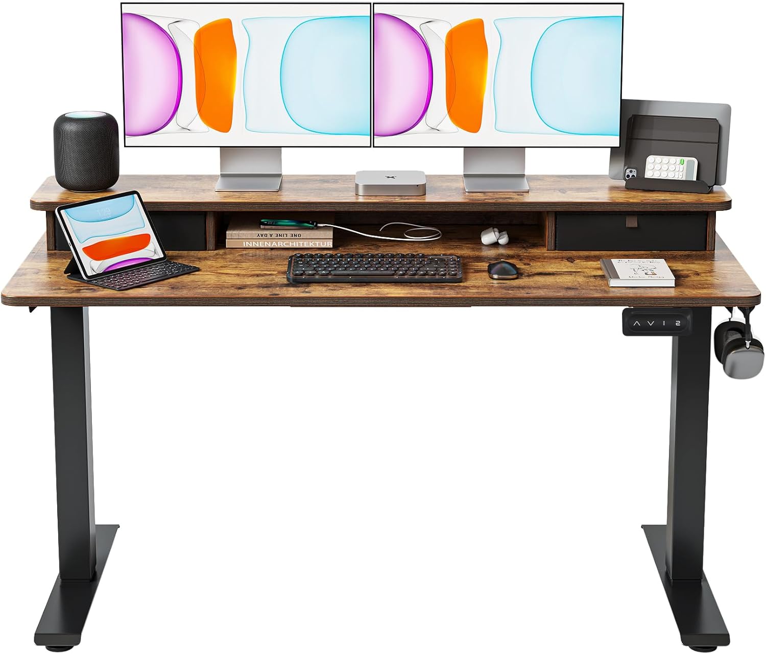 BANTI Electric Standing Desk: Adjustable Height, Double Drawers