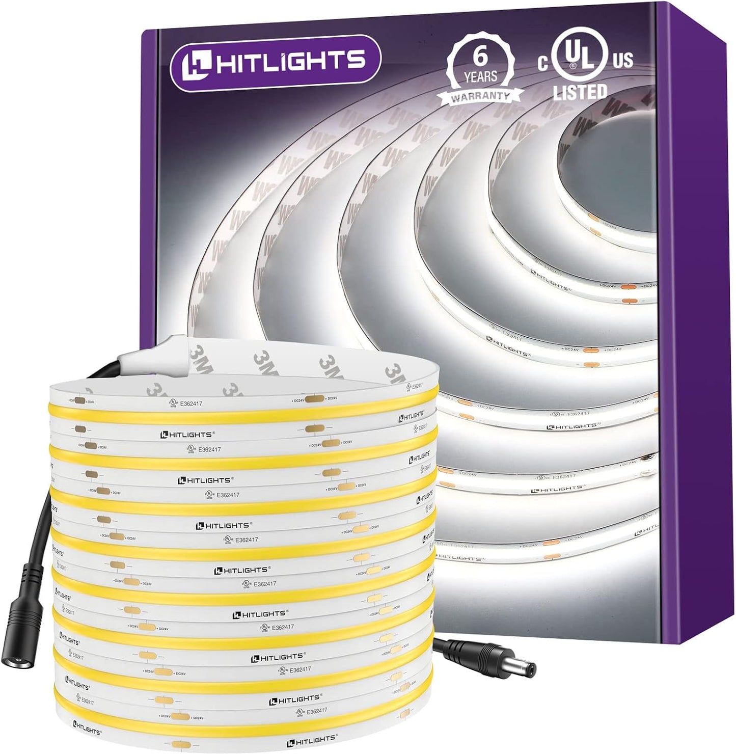 HitLights COB LED Strip Lights Cool White 5000K for Custom Install