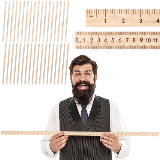 Wood Double Sided Meter Stick 39 Inch Yard Stick Set of 36