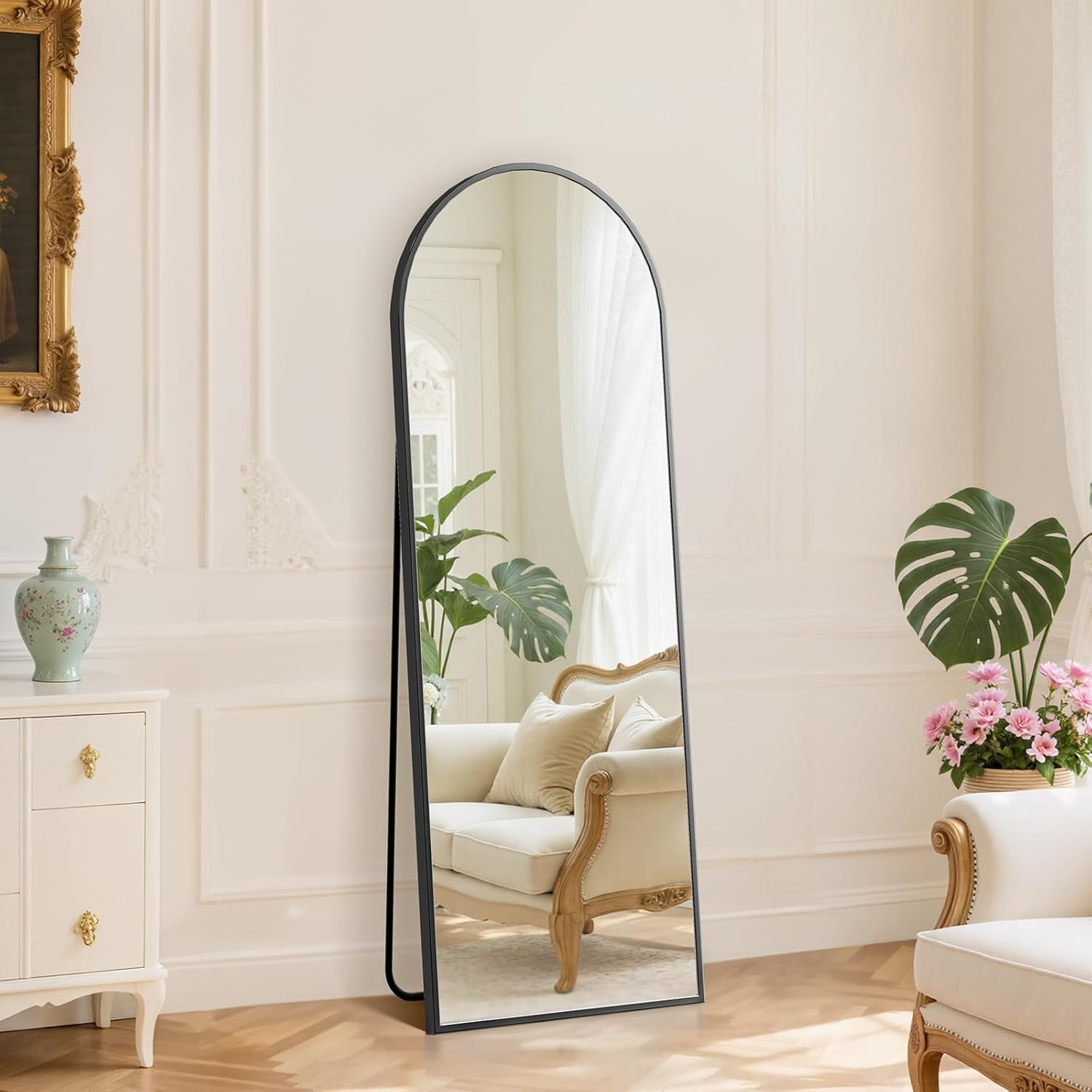 DUMOS Arched Full Length Mirror with Stand for Home Decor