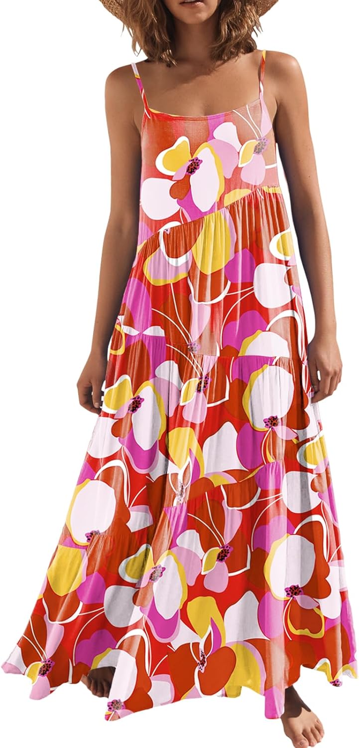 ANRABESS Women Summer Casual Loose Sleeveless Sundress Maxi Dress