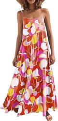 Womens Summer Casual Loose Sleeveless Spaghetti Strap Asymmetric
