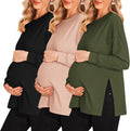 Ekouaer Maternity Shirts 3-Pack Long Sleeve Side Ruched Tee