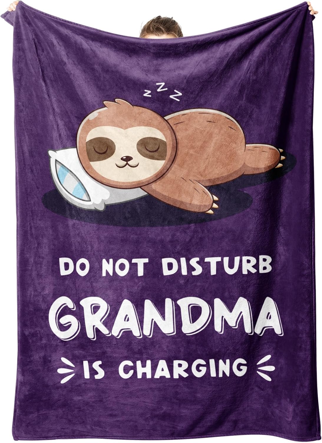 Funny Gifts for Grandma Christmas, Soft Sloth Blanket 60x80