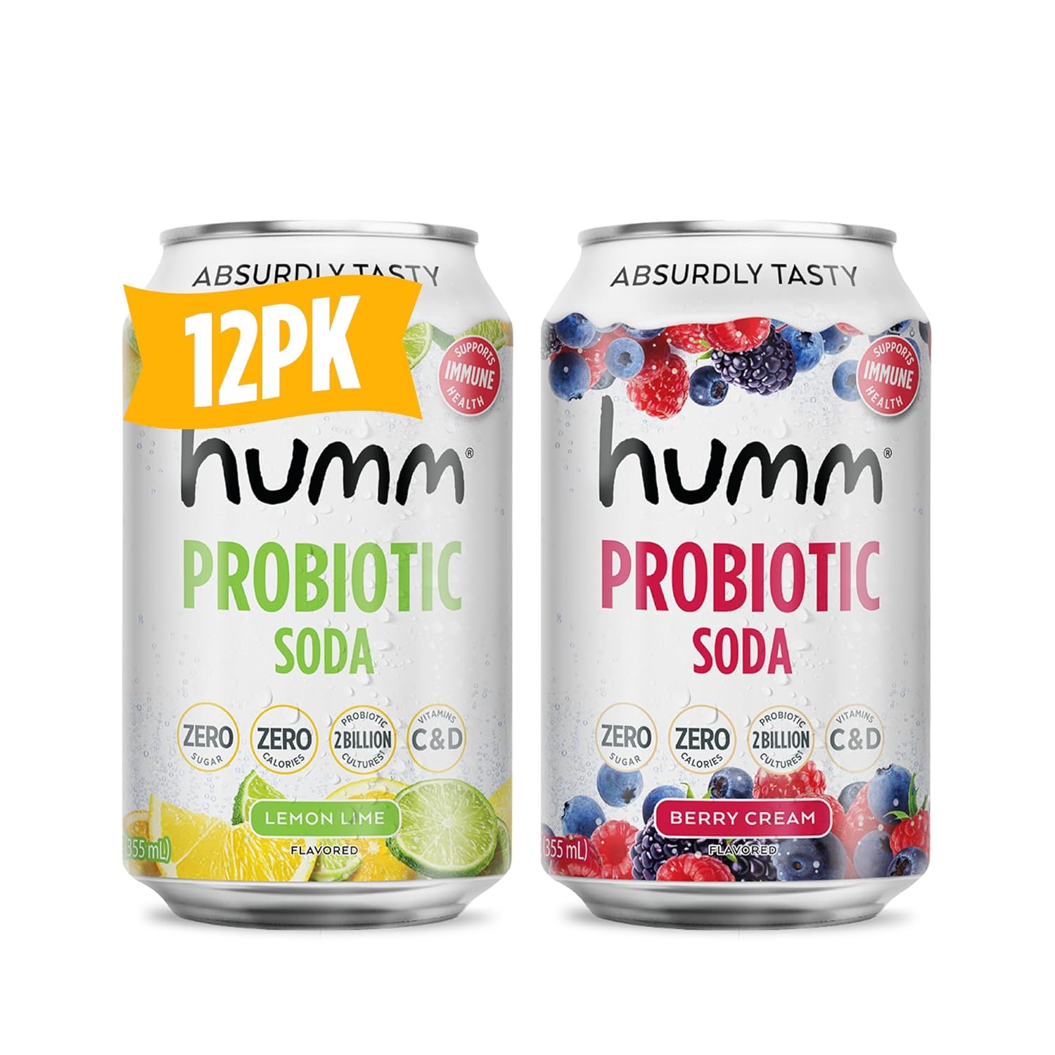 Humm Sparkling Probiotic Soda Variety Pack for Healthy Gut