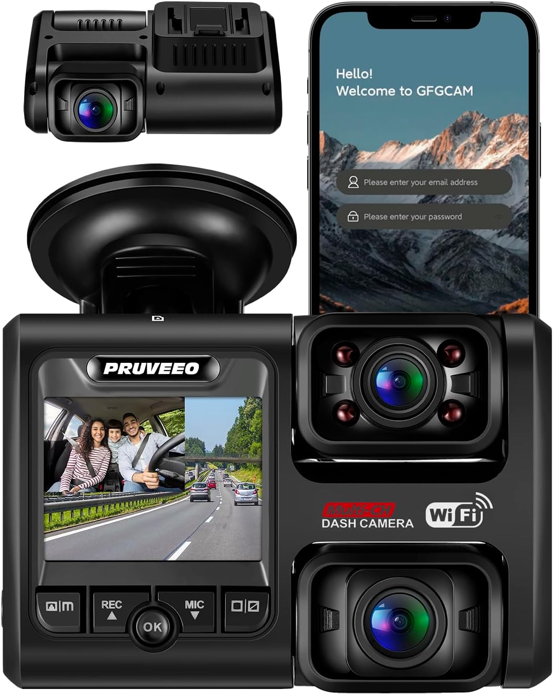 PRUVEEO Dash Cam: 1080P Front & Inside, Infrared Night Vision