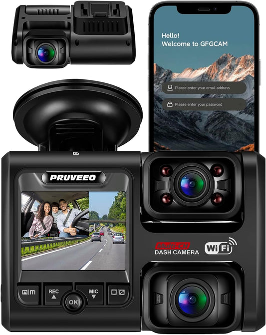PRUVEEO Dash Cam: 1080P Front & Inside, Infrared Night Vision