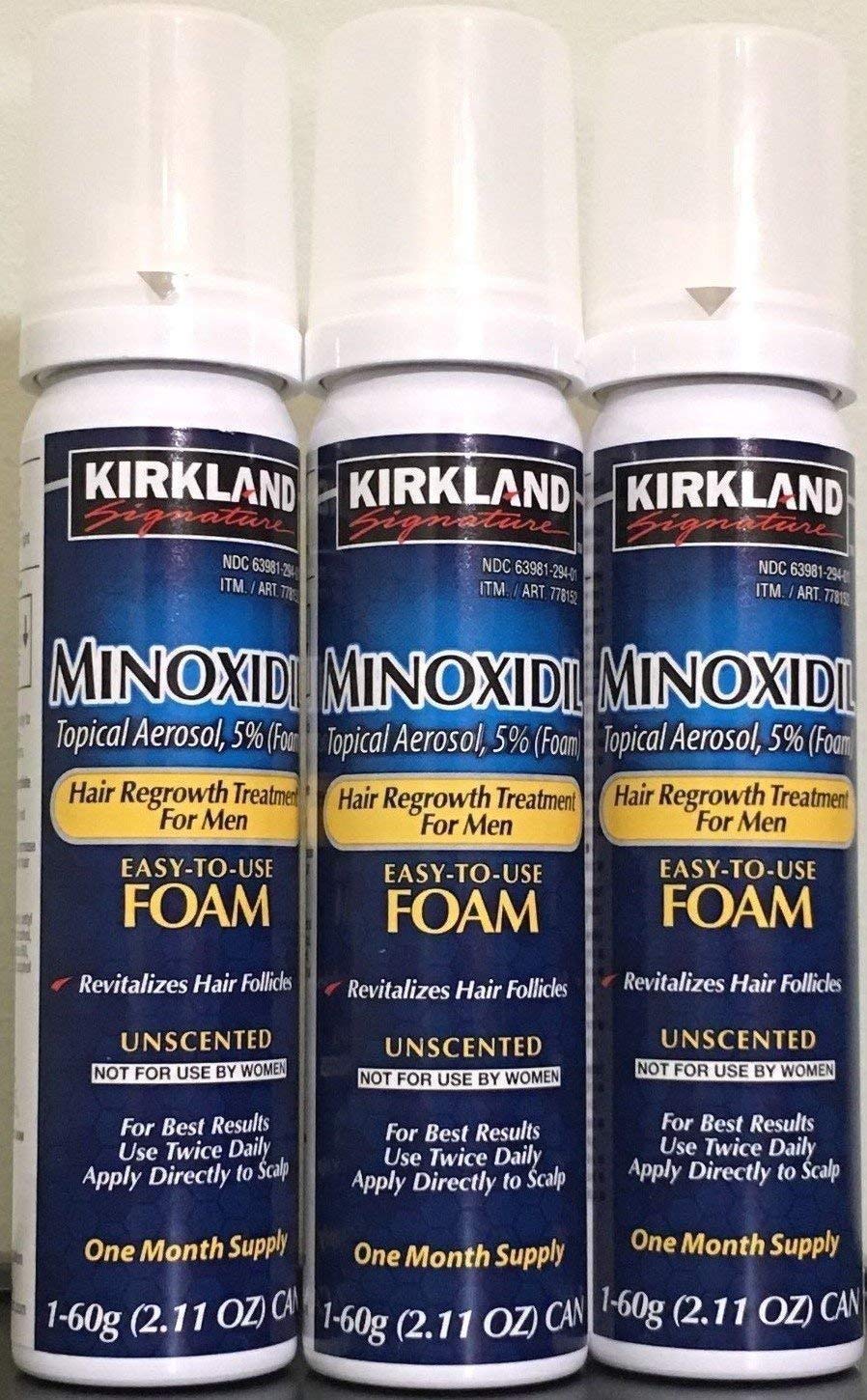 Kirkland Minoxidil for MEN Hair Growth Treatment Unscented Foam