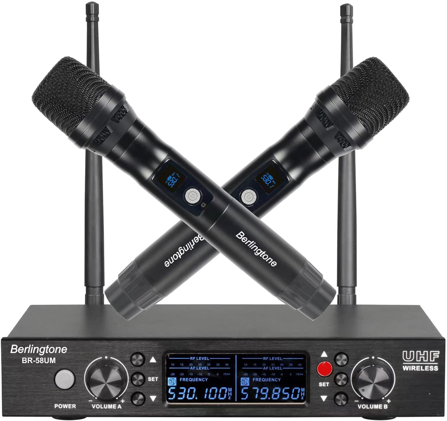 Berlingtone Wireless Microphone System - Dual Handheld Mics, 120 Channels, Metal Case - Perfect for Events!