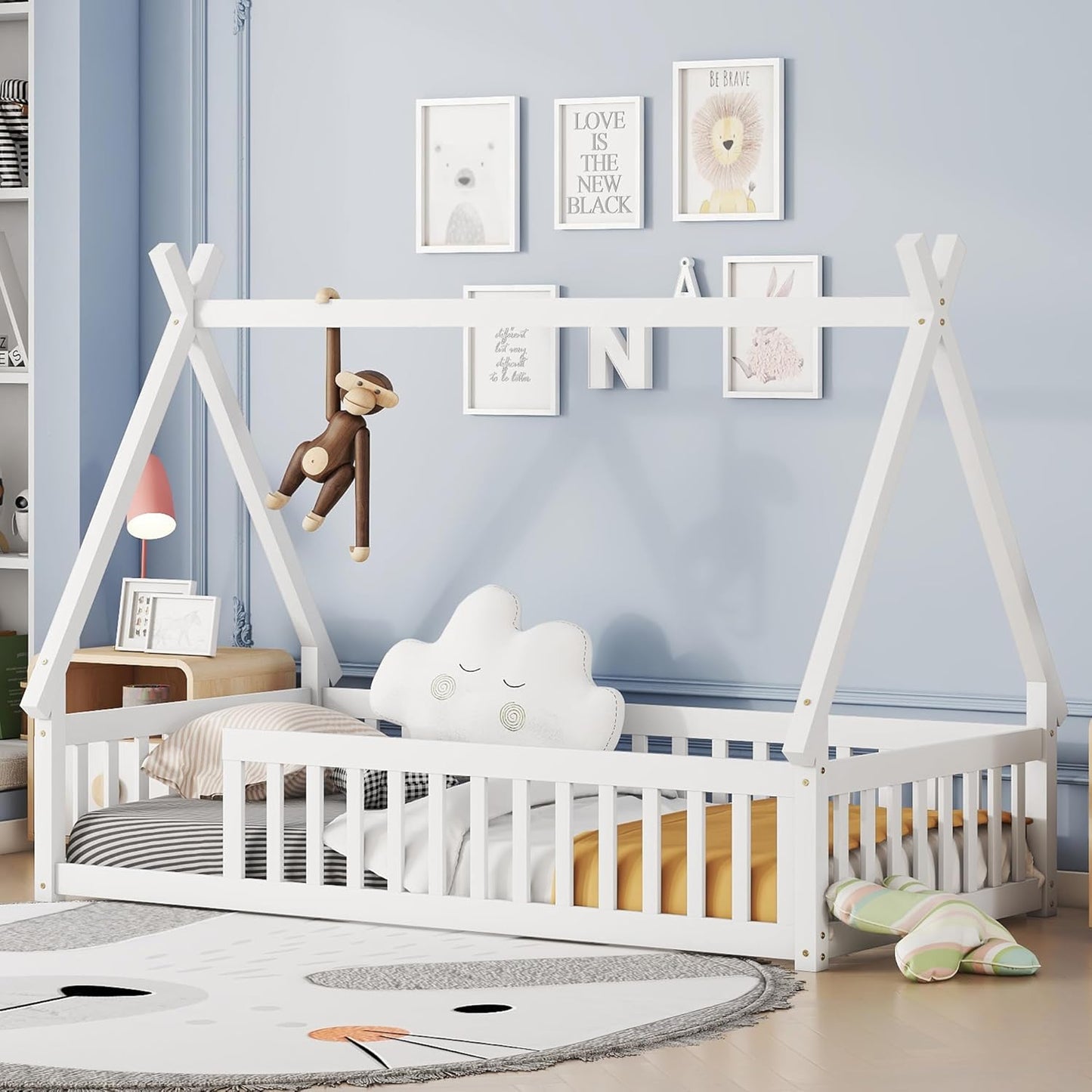 Montessori Twin Teepee Floor Bed - Sleep & Play with Style!