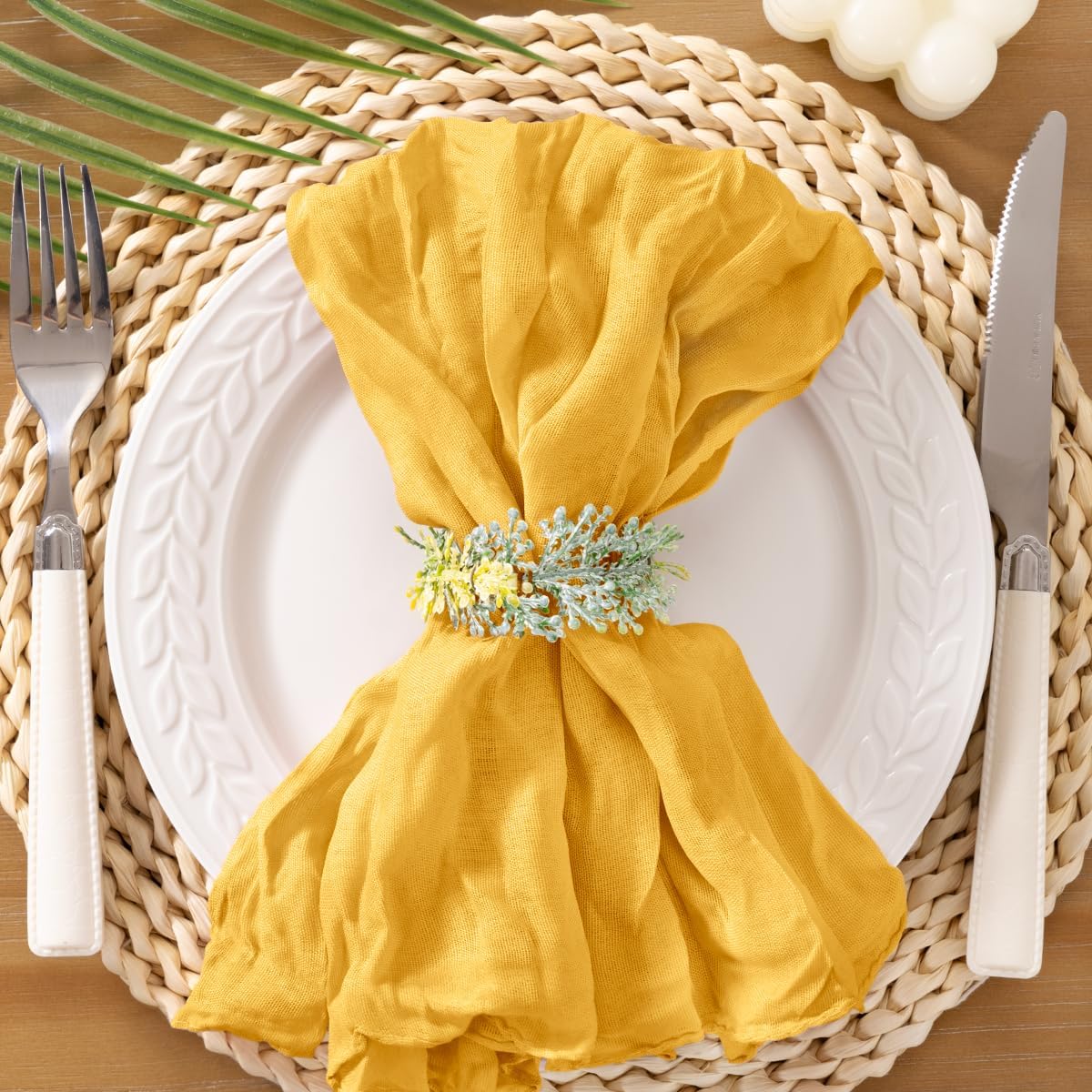 Socomi Gold Yellow Cheesecloth Napkins for Fall Gatherings