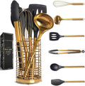 Black and Gold Kitchen Utensils Set - 7-Piece Silicone Tools