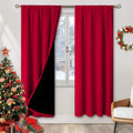 100% Blackout Thermal Curtains 52 x 84 in Red - Room Darkening