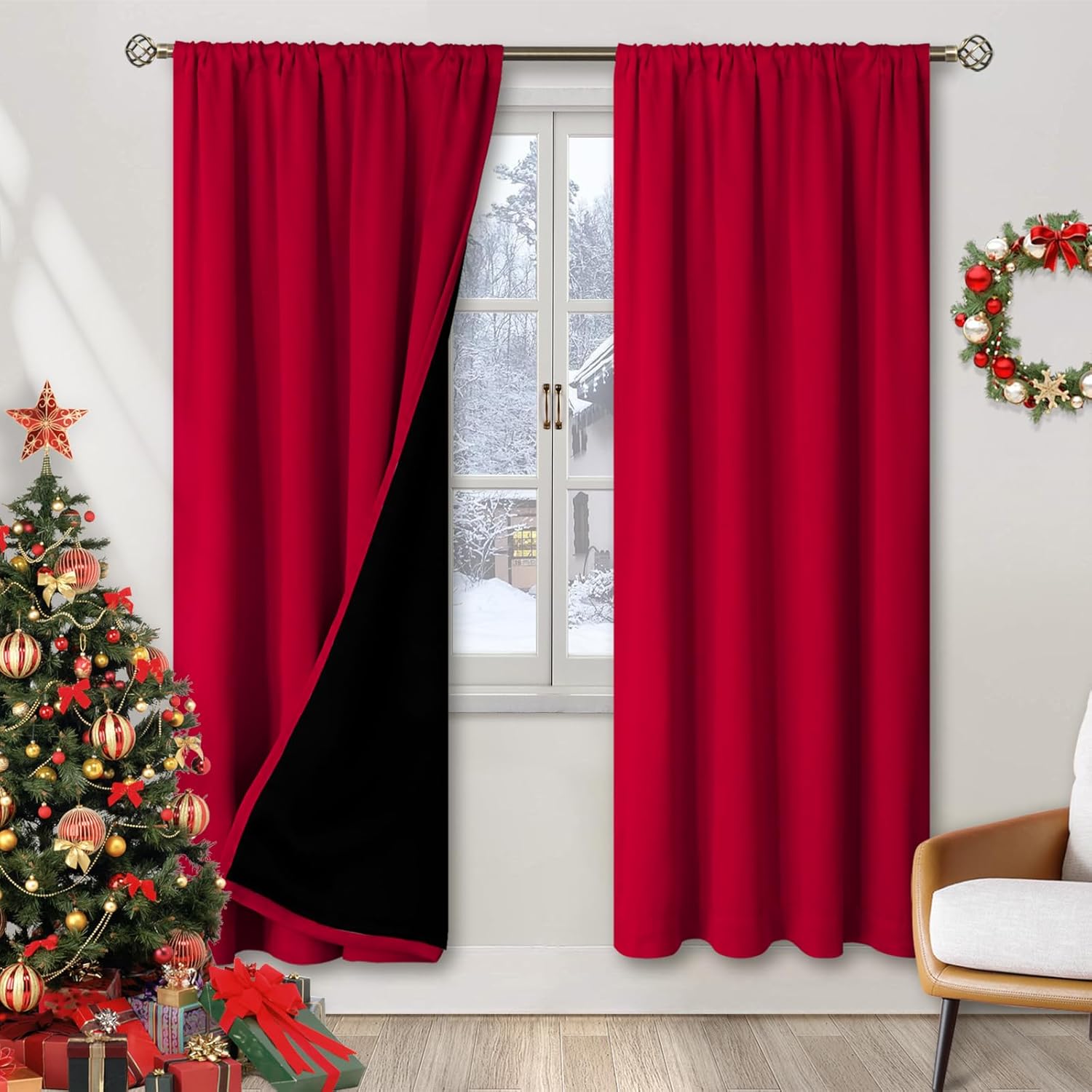 BGment Christmas Thermal Insulated Blackout Curtains for Bedrooms