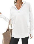 Sweaters for Women Quarter Zip V Neck Pullover - Pocket Cozy Fit