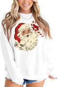 Retro Santa Sweatshirt for Women - Vintage Fleece-Lined Crewneck