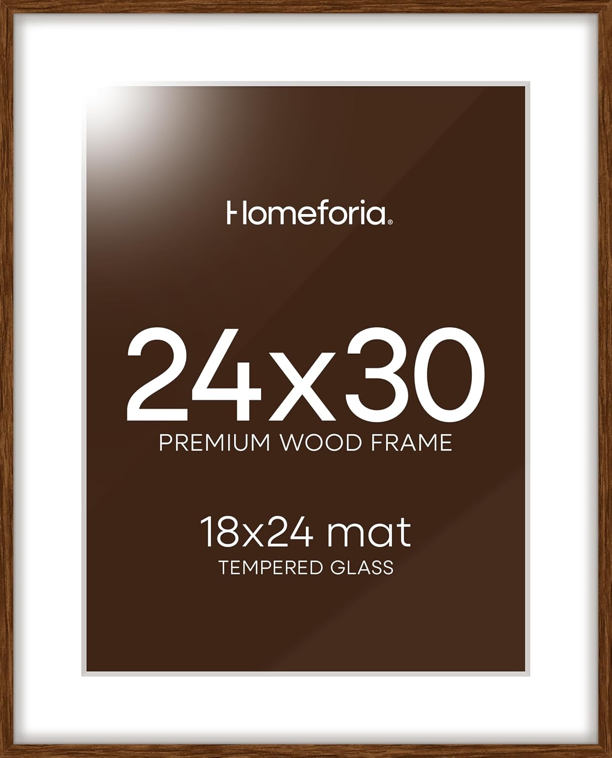 Homeforia 24x30 Walnut Frame: Elegant Oak Picture Frame