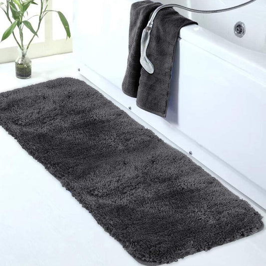 Walensee Dark Grey High Pile Bath Mat for Luxurious Comfort