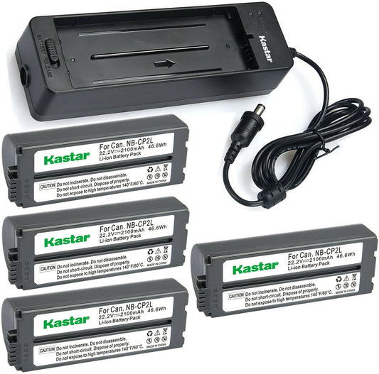 Kastar 4-Pack Gray Battery and Charger for Canon Printers