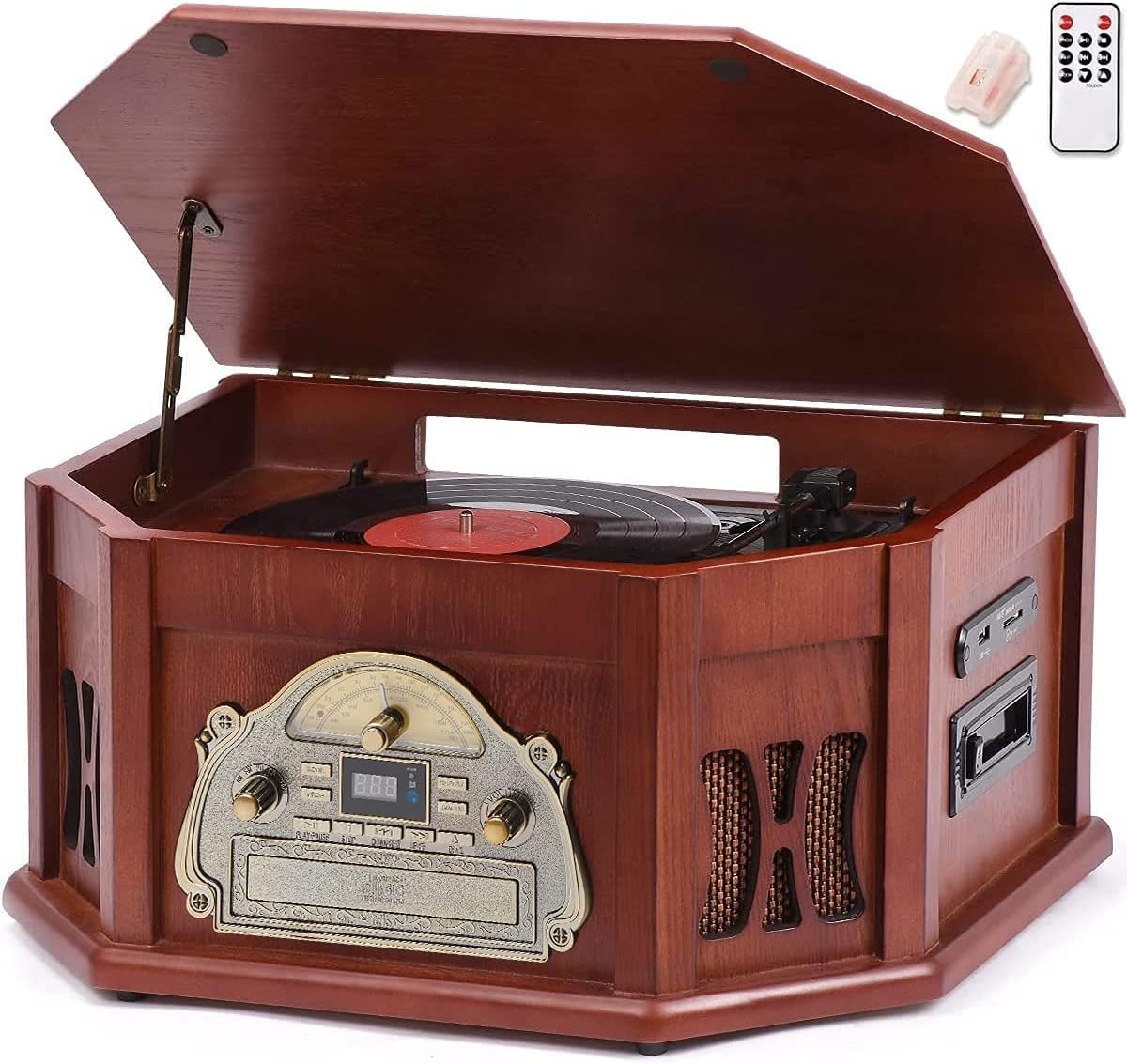 10-in-1 Multifunctional Turntable with Bluetooth and Speakers