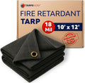 Fire Retardant Canvas Tarp 10 ft x 12 ft - Heavy Duty 18 MIL