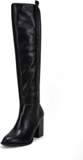 Ermonn Womens Faux Suede Knee High Side Zipper Chunky Heel Boots 86in