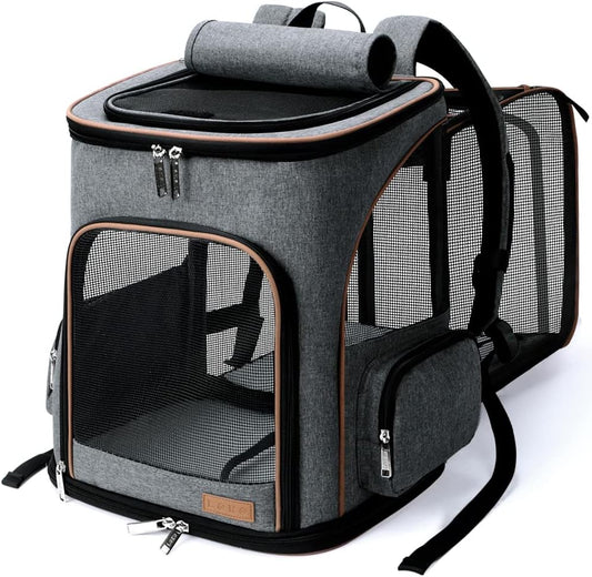 Lekereise Expandable Cat Backpack Carrier for Medium Dogs