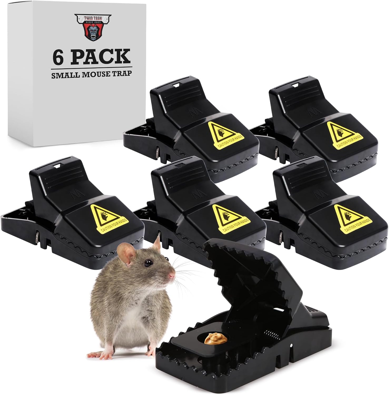 Effortless Rodent Control - TwinTech Reusable Mouse Traps 6-Pack