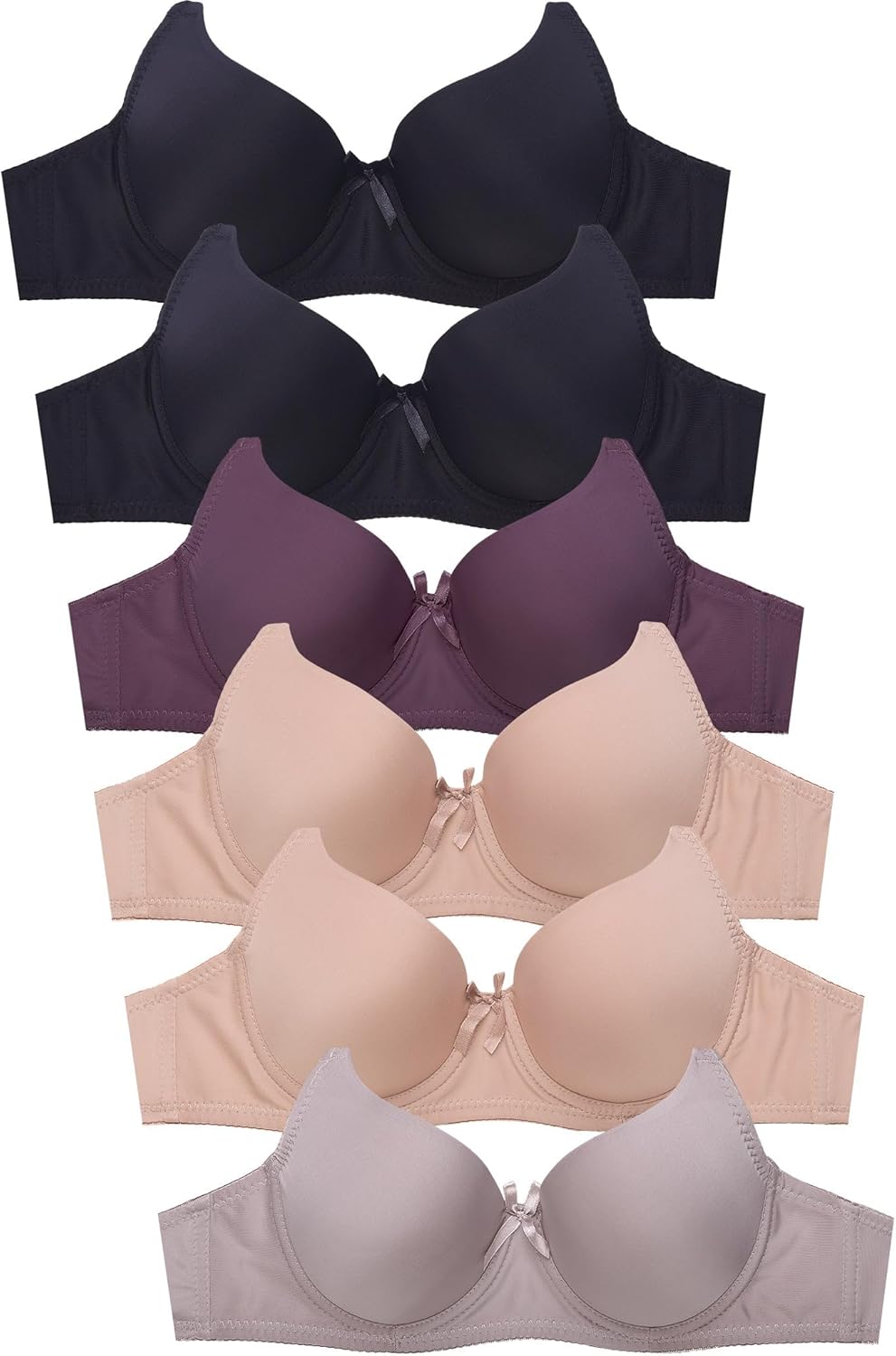 Mamia Women's Basic Plain Bras Pack of 6 for Everyday Comfort