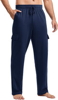 Cargo Sweatpants for Men with Pockets Open Bottom Baggy Cotton
