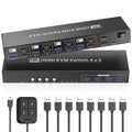8K@60Hz 4K@120Hz HDMI KVM Switch 2 Monitors 4 Computers - Dual Monitor