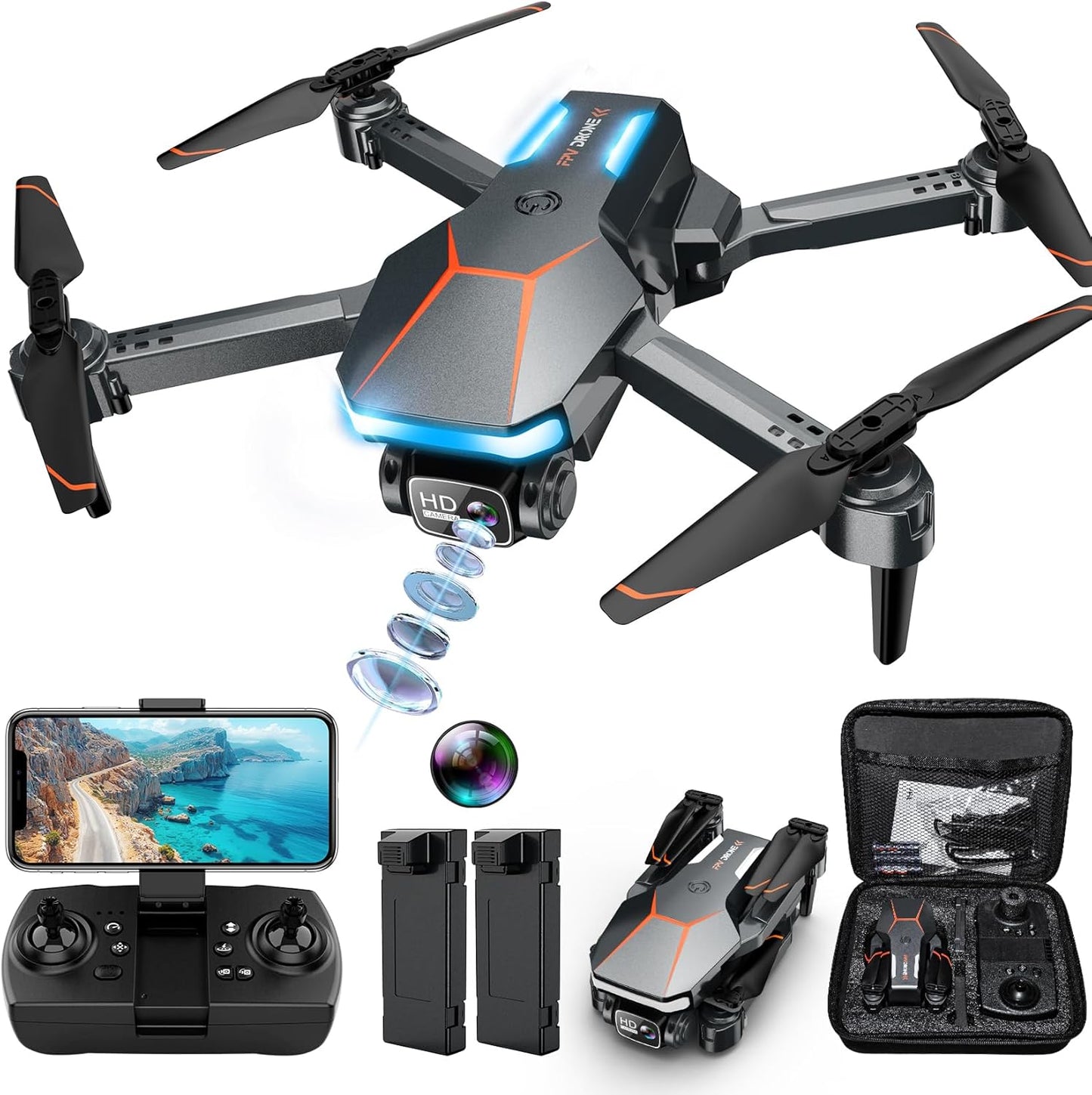 1080P FPV Foldable Drone with Stable Altitude Hold Features
